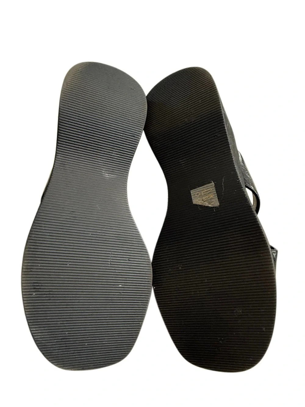 Y2K Chinese Laundry Black Platform Slide Wedges with Front Zip Accent Size 6